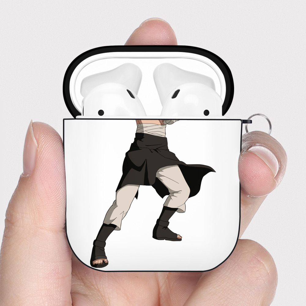 （画像用） NARUTO -ナルト- 日向ネジ Hyūga Neji AirPods 第2世代保護ケース ハードシェル ブラック 耐衝撃・防指紋・カラビナ付き