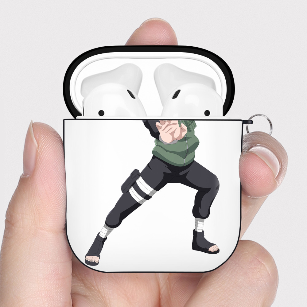 （画像用） NARUTO -ナルト- 日向ネジ Hyūga Neji AirPods 第2世代保護ケース ハードシェル ブラック 耐衝撃・防指紋・カラビナ付き
