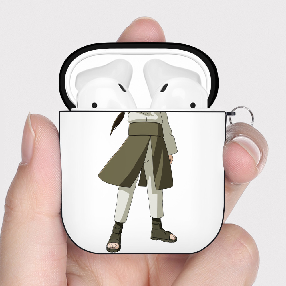 （画像用） NARUTO -ナルト- 日向ネジ Hyūga Neji AirPods 第2世代保護ケース ハードシェル ブラック 耐衝撃・防指紋・カラビナ付き