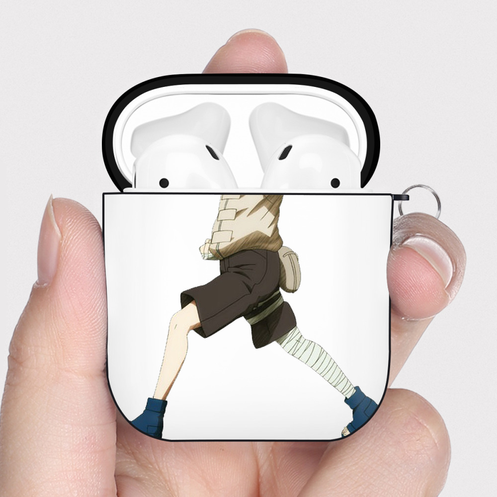 （画像用） NARUTO -ナルト- 日向ネジ Hyūga Neji AirPods 第2世代保護ケース ハードシェル ブラック 耐衝撃・防指紋・カラビナ付き
