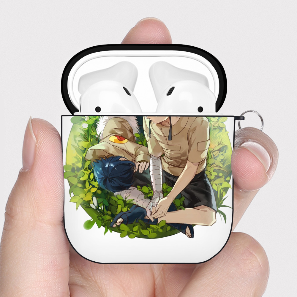 （画像用） NARUTO -ナルト- 日向ネジ Hyūga Neji AirPods 第2世代保護ケース ハードシェル ブラック 耐衝撃・防指紋・カラビナ付き