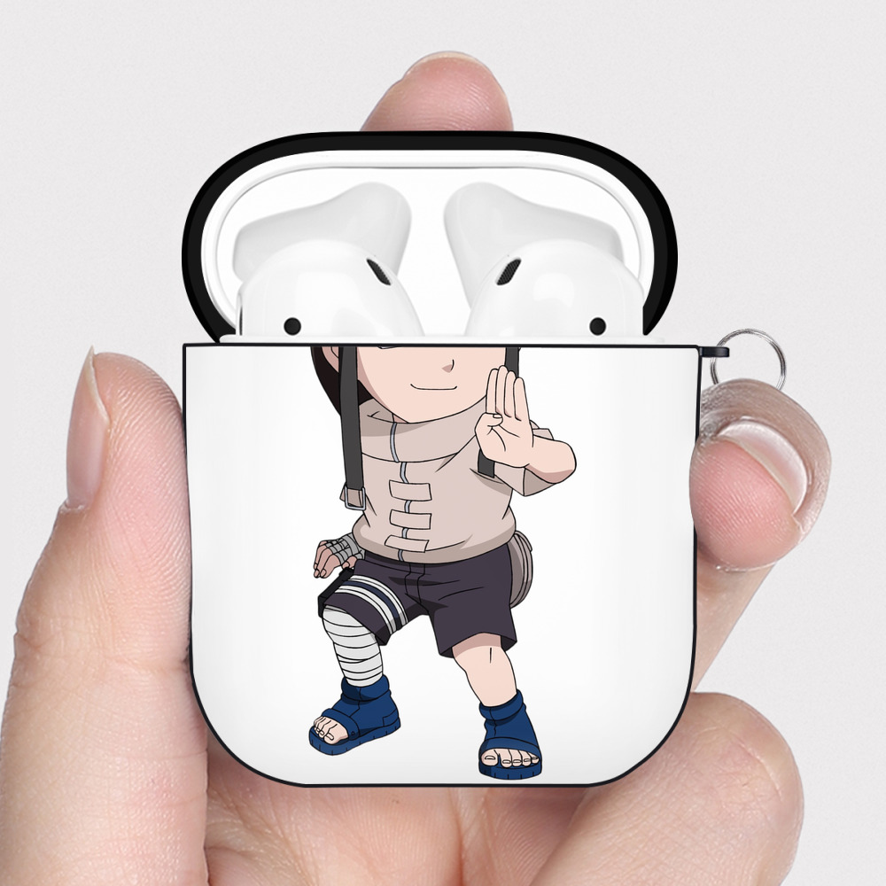 （画像用） NARUTO -ナルト- 日向ネジ Hyūga Neji AirPods 第2世代保護ケース ハードシェル ブラック 耐衝撃・防指紋・カラビナ付き