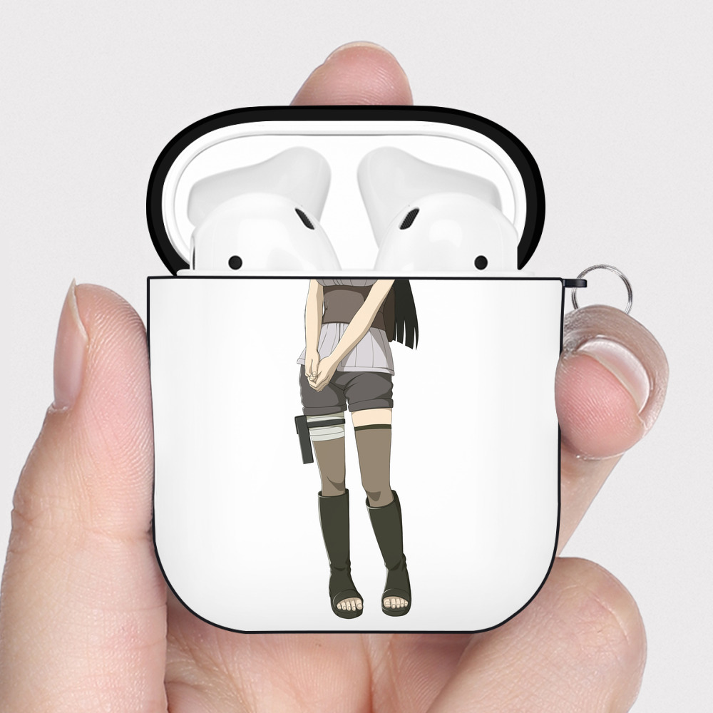 （画像用） NARUTO -ナルト- 日向ヒナタ Hyūga Hinata AirPods 第2世代保護ケース ハードシェル ブラック 耐衝撃・防指紋・カラビナ付き