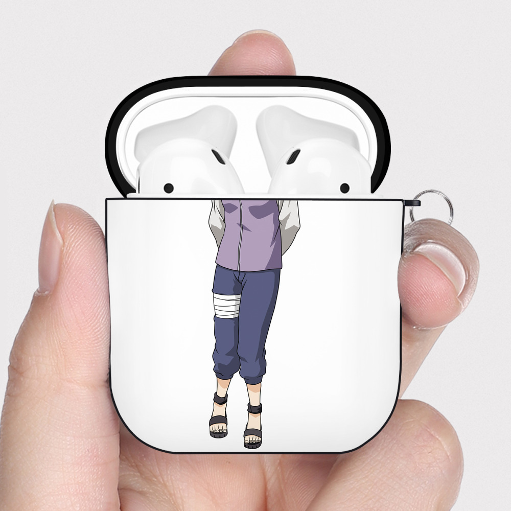 （画像用） NARUTO -ナルト- 日向ヒナタ Hyūga Hinata AirPods 第2世代保護ケース ハードシェル ブラック 耐衝撃・防指紋・カラビナ付き
