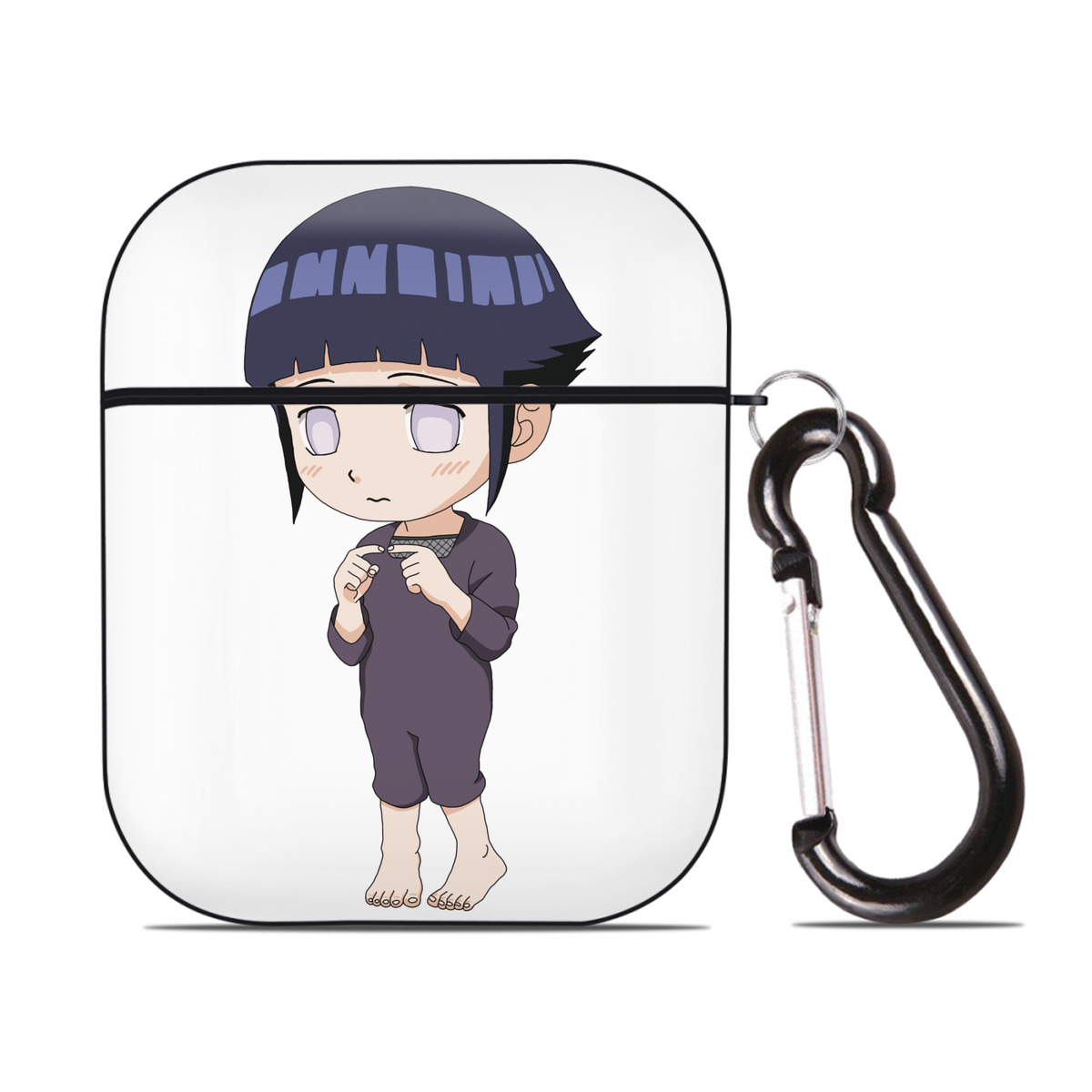 （画像用） NARUTO -ナルト- 日向ヒナタ Hyūga Hinata AirPods 第2世代保護ケース ハードシェル ブラック 耐衝撃・防指紋・カラビナ付き