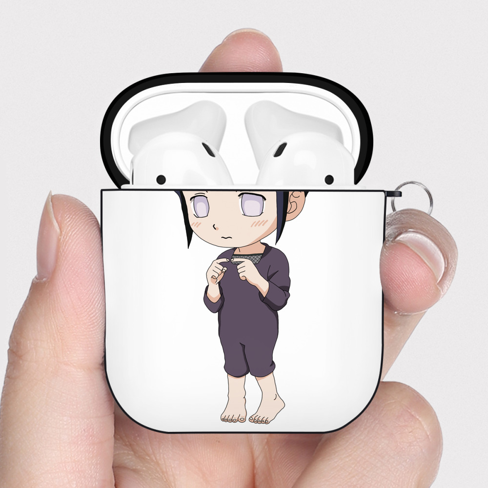 （画像用） NARUTO -ナルト- 日向ヒナタ Hyūga Hinata AirPods 第2世代保護ケース ハードシェル ブラック 耐衝撃・防指紋・カラビナ付き