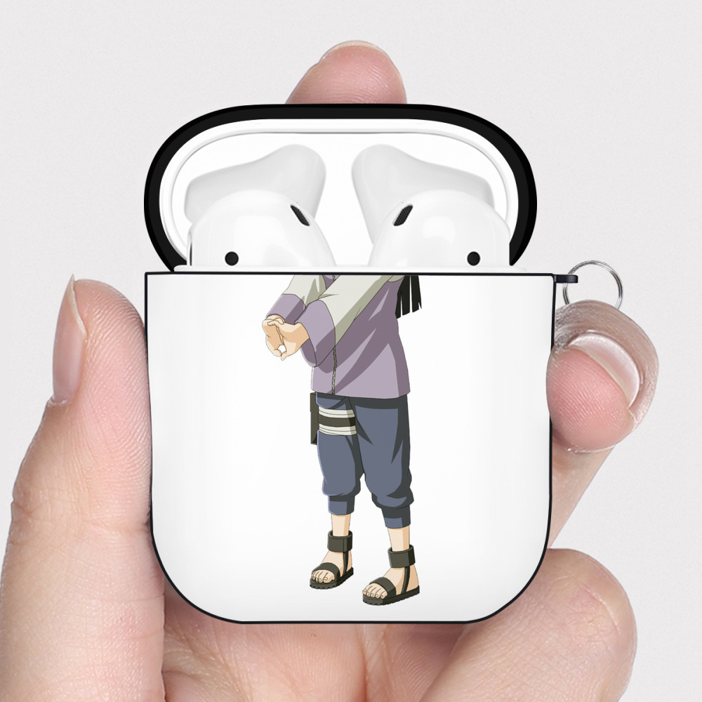 （画像用） NARUTO -ナルト- 日向ヒナタ Hyūga Hinata AirPods 第2世代保護ケース ハードシェル ブラック 耐衝撃・防指紋・カラビナ付き