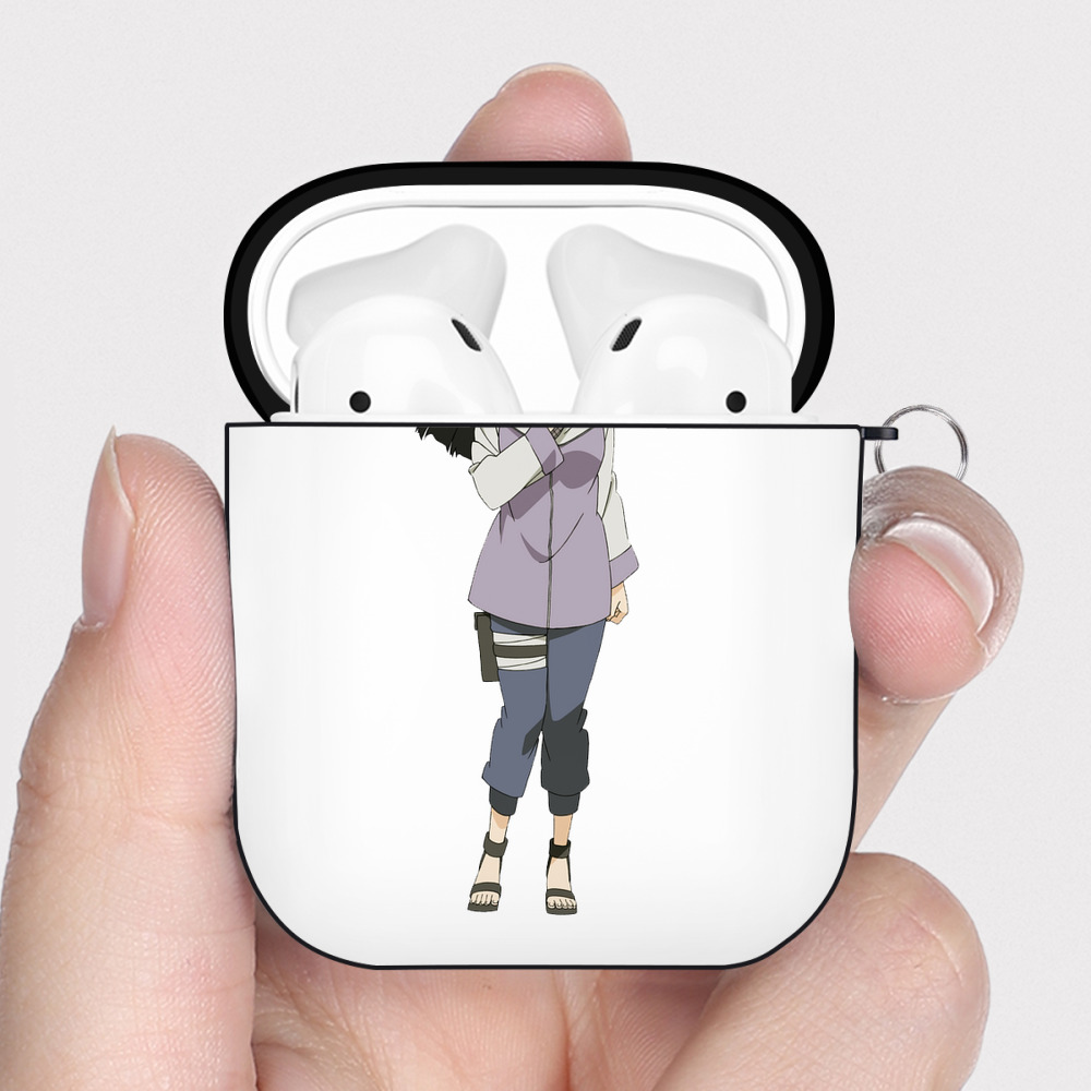 （画像用） NARUTO -ナルト- 日向ヒナタ Hyūga Hinata AirPods 第2世代保護ケース ハードシェル ブラック 耐衝撃・防指紋・カラビナ付き