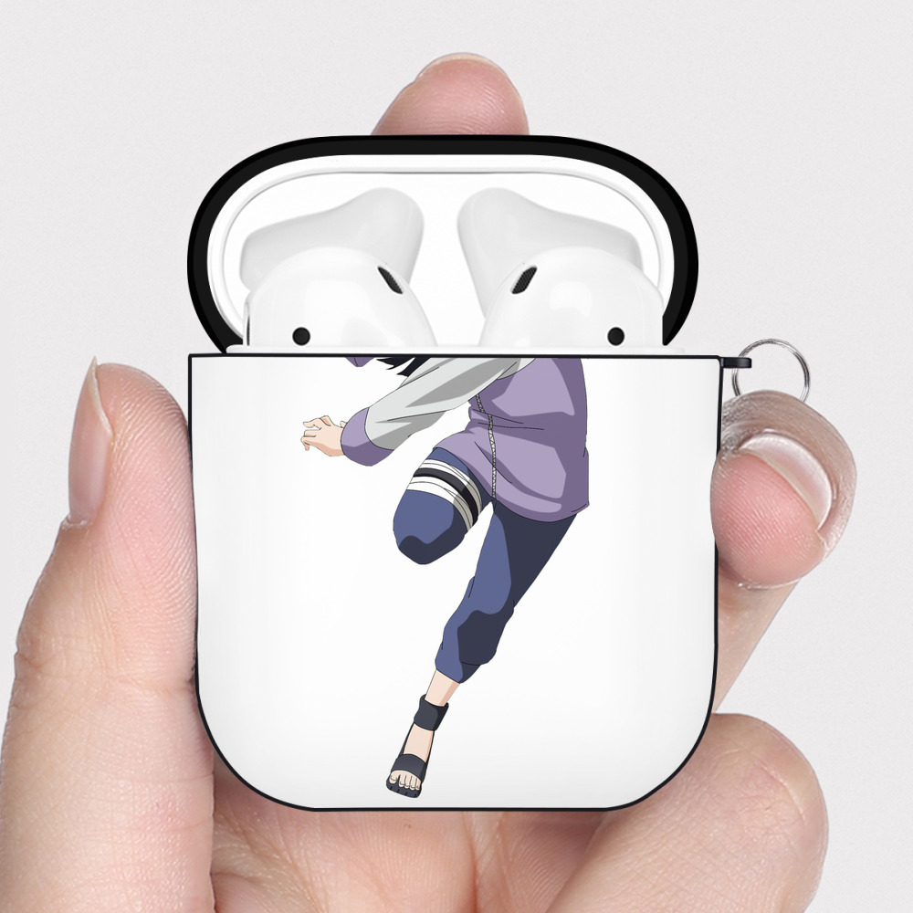 （画像用） NARUTO -ナルト- 日向ヒナタ Hyūga Hinata AirPods 第2世代保護ケース ハードシェル ブラック 耐衝撃・防指紋・カラビナ付き