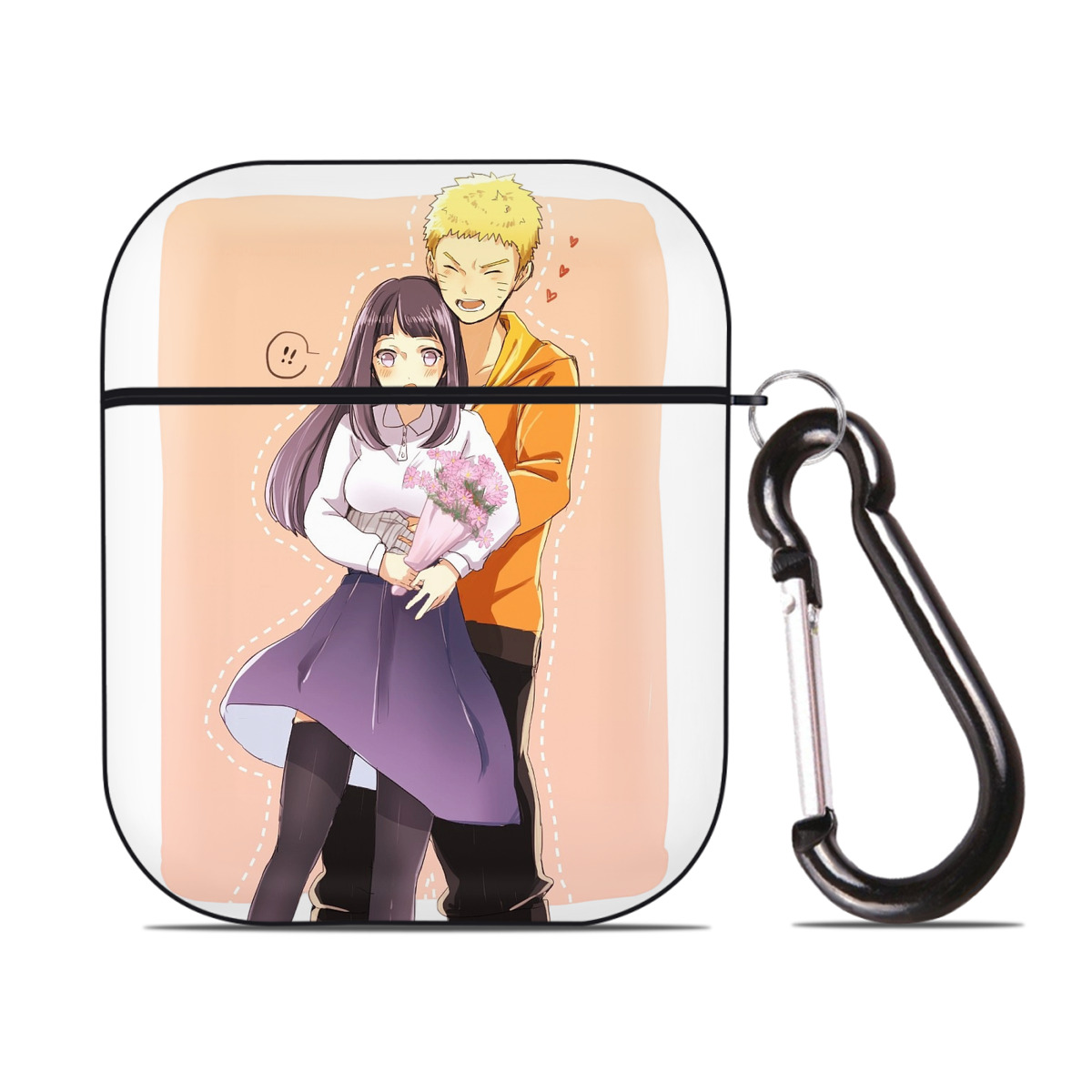（画像用） NARUTO -ナルト- 日向ヒナタ Hyūga Hinata AirPods 第2世代保護ケース ハードシェル ブラック 耐衝撃・防指紋・カラビナ付き