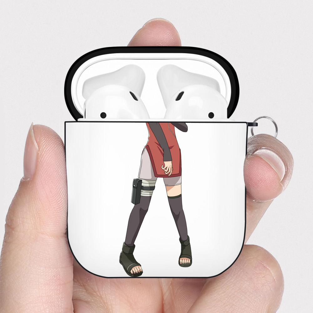 （画像用） NARUTO -ナルト- うちは サラダ Uchiha Sarada AirPods 第2世代保護ケース ハードシェル ブラック 耐衝撃・防指紋・カラビナ付き