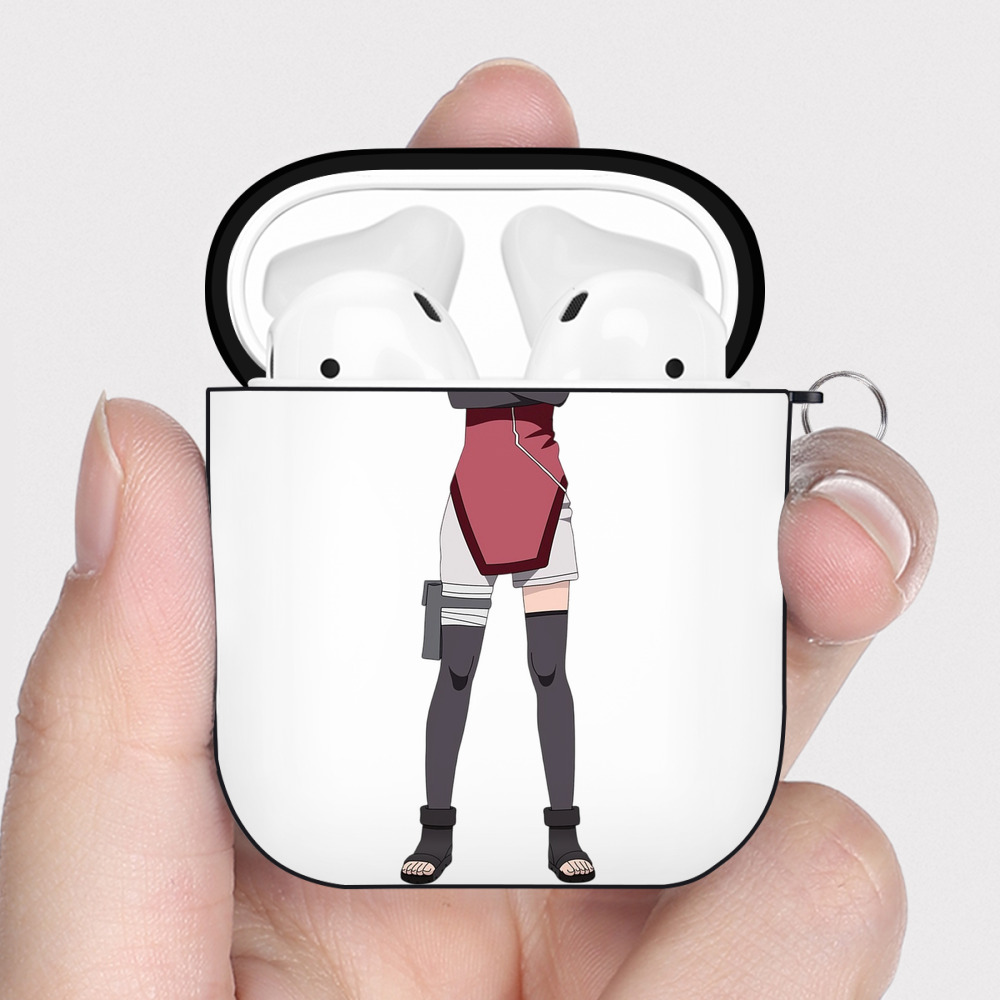 （画像用） NARUTO -ナルト- うちは サラダ Uchiha Sarada AirPods 第2世代保護ケース ハードシェル ブラック 耐衝撃・防指紋・カラビナ付き