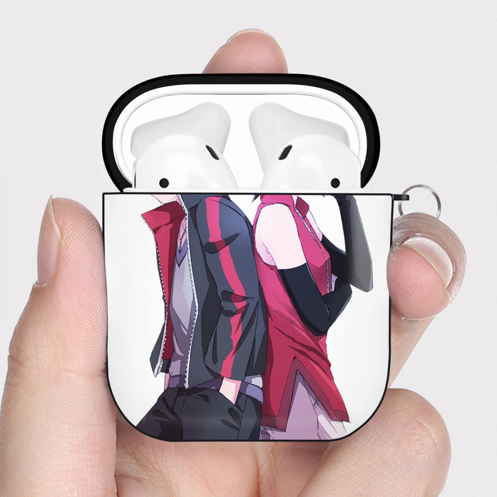 （画像用） NARUTO -ナルト- うちは サラダ Uchiha Sarada AirPods 第2世代保護ケース ハードシェル ブラック 耐衝撃・防指紋・カラビナ付き