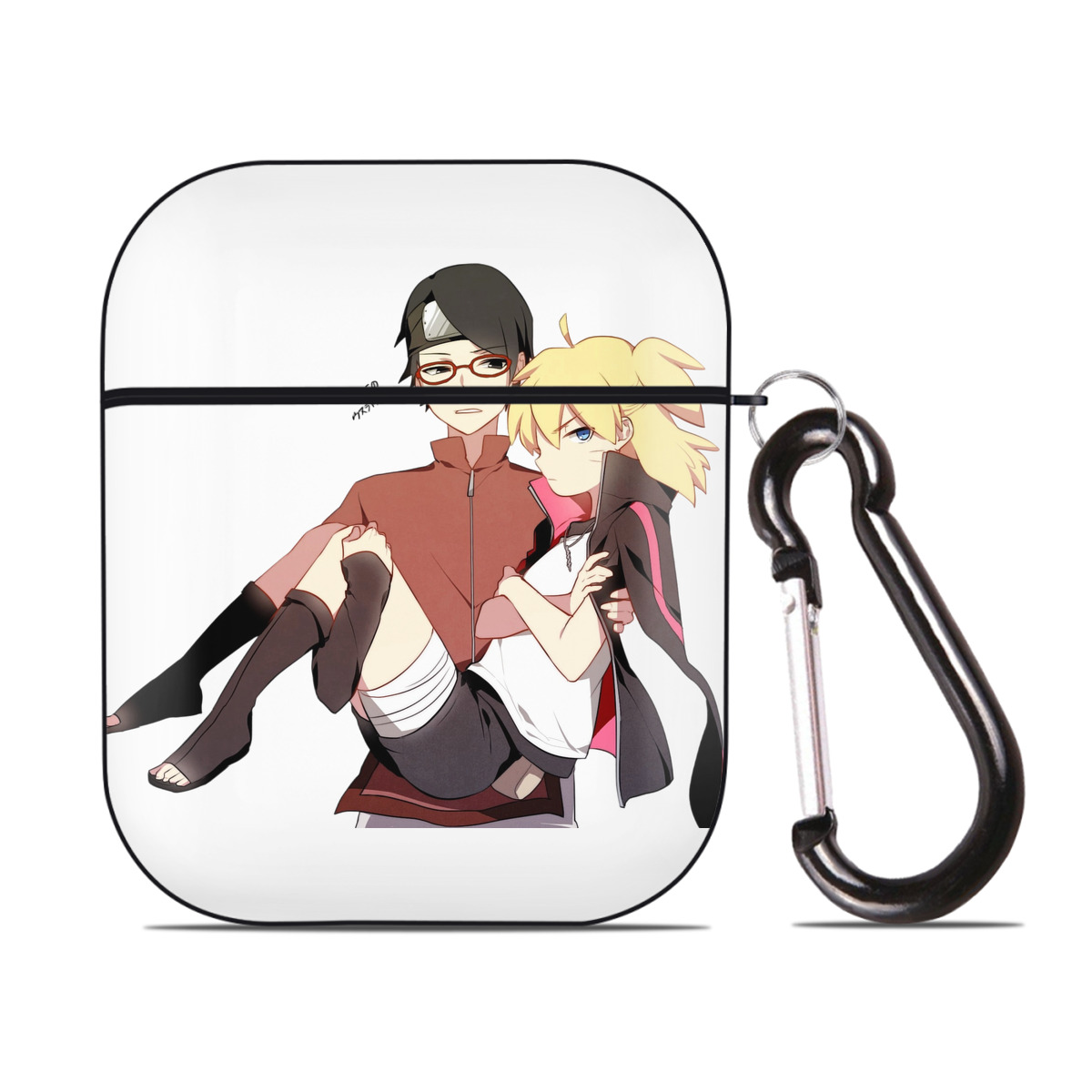 （画像用） NARUTO -ナルト- うちは サラダ Uchiha Sarada AirPods 第2世代保護ケース ハードシェル ブラック 耐衝撃・防指紋・カラビナ付き