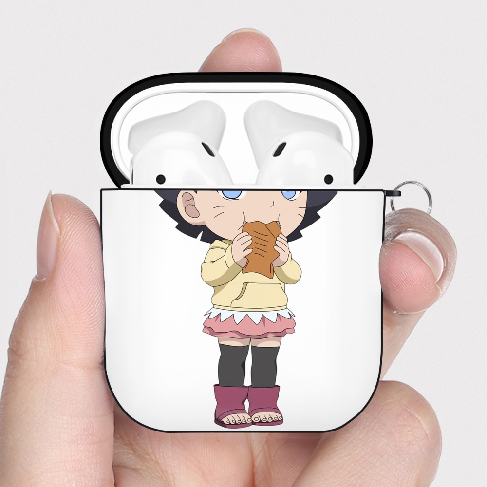 （画像用） NARUTO -ナルト- うずまき ヒマワリ Uzumaki Himawari AirPods 第2世代保護ケース ハードシェル ブラック 耐衝撃・防指紋・カラビナ付き