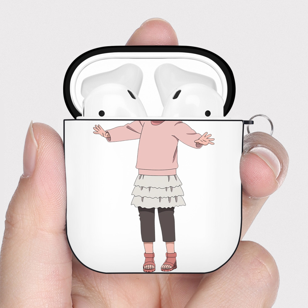（画像用） NARUTO -ナルト- うずまき ヒマワリ Uzumaki Himawari AirPods 第2世代保護ケース ハードシェル ブラック 耐衝撃・防指紋・カラビナ付き