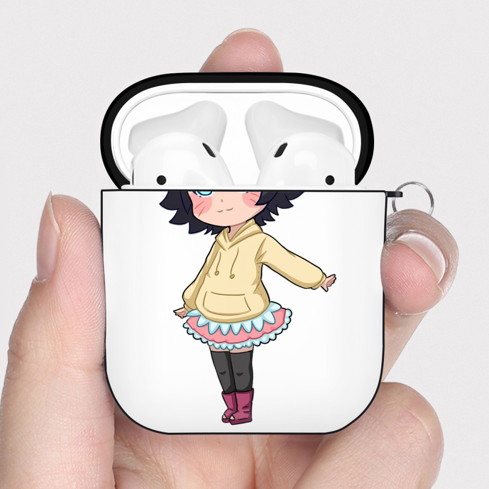 （画像用） NARUTO -ナルト- うずまき ヒマワリ Uzumaki Himawari AirPods 第2世代保護ケース ハードシェル ブラック 耐衝撃・防指紋・カラビナ付き