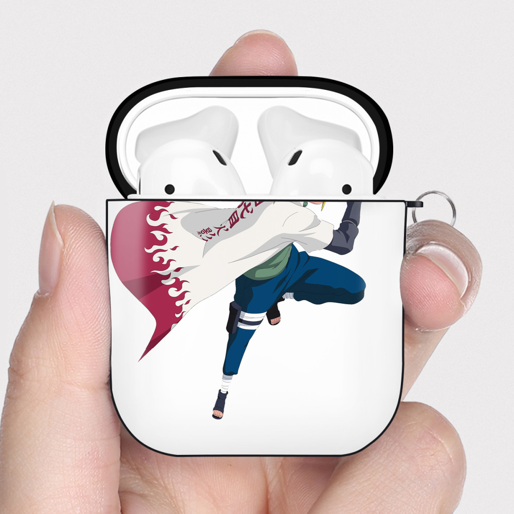 （画像用） NARUTO -ナルト- 波風 ミナト Namikaze Minato AirPods 第2世代保護ケース ハードシェル ブラック 耐衝撃・防指紋・カラビナ付き