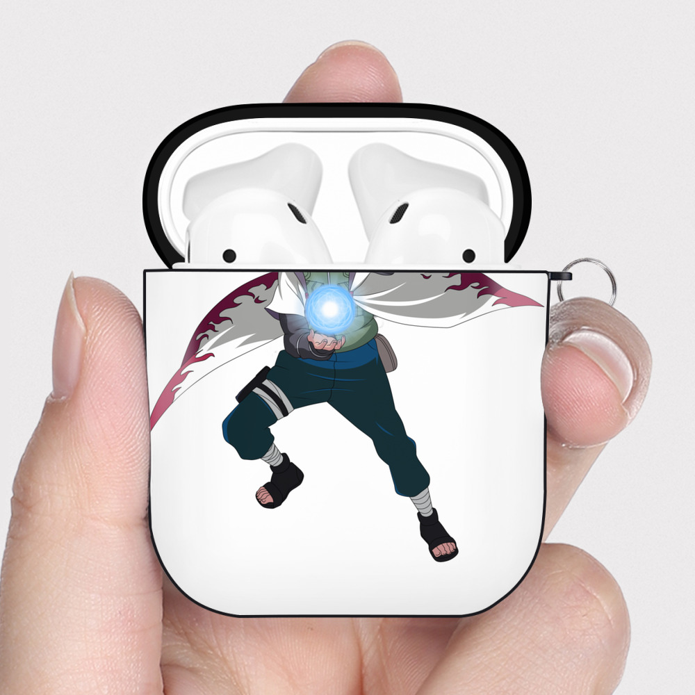 （画像用） NARUTO -ナルト- 波風 ミナト Namikaze Minato AirPods 第2世代保護ケース ハードシェル ブラック 耐衝撃・防指紋・カラビナ付き