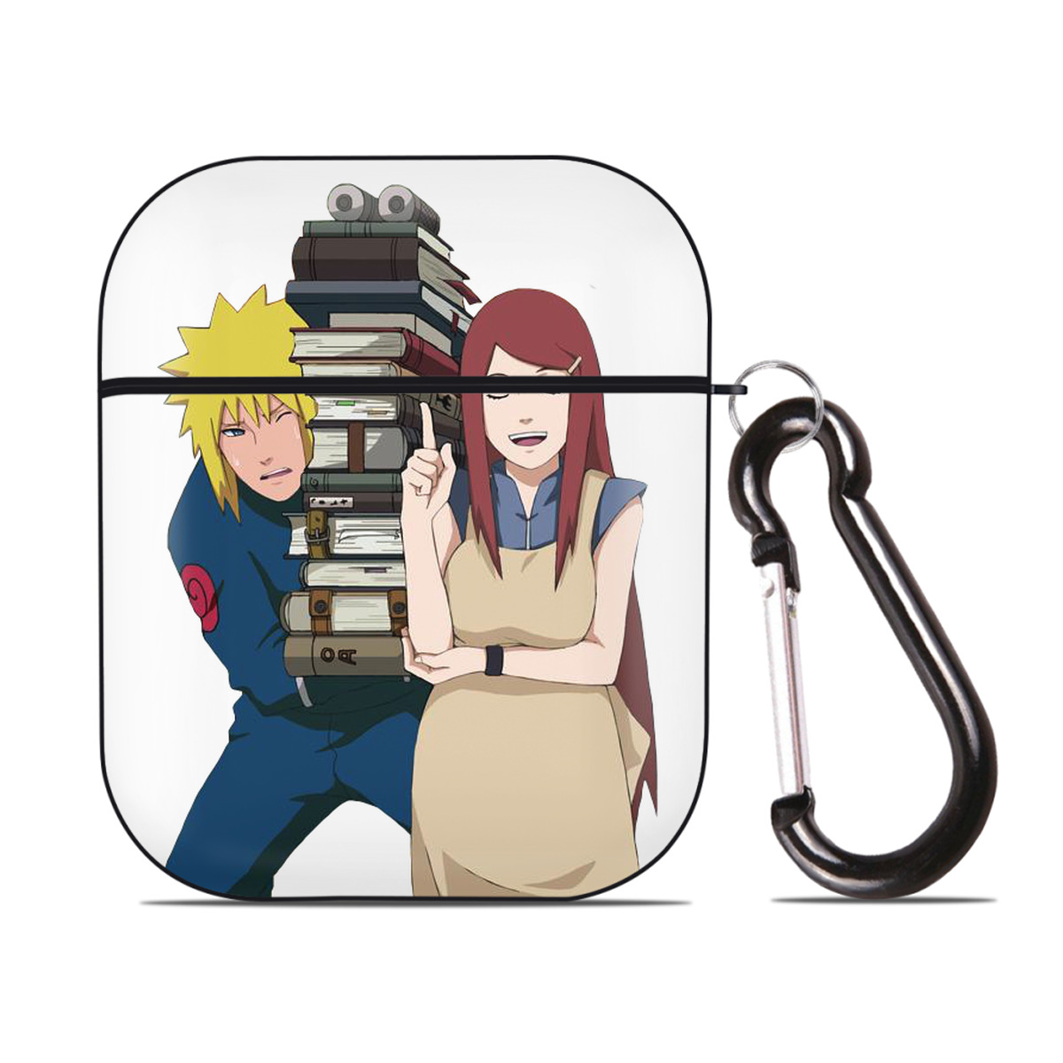 （画像用） NARUTO -ナルト- 波風 ミナト Namikaze Minato AirPods 第2世代保護ケース ハードシェル ブラック 耐衝撃・防指紋・カラビナ付き