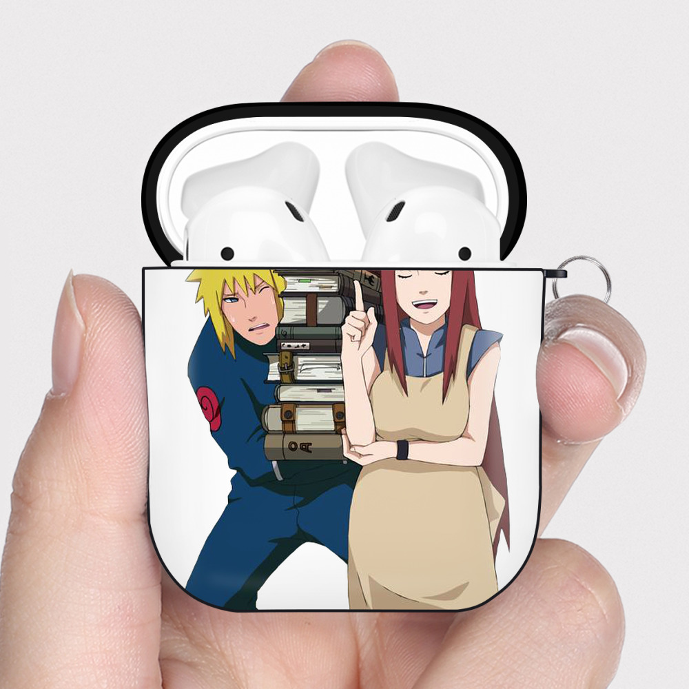 （画像用） NARUTO -ナルト- 波風 ミナト Namikaze Minato AirPods 第2世代保護ケース ハードシェル ブラック 耐衝撃・防指紋・カラビナ付き