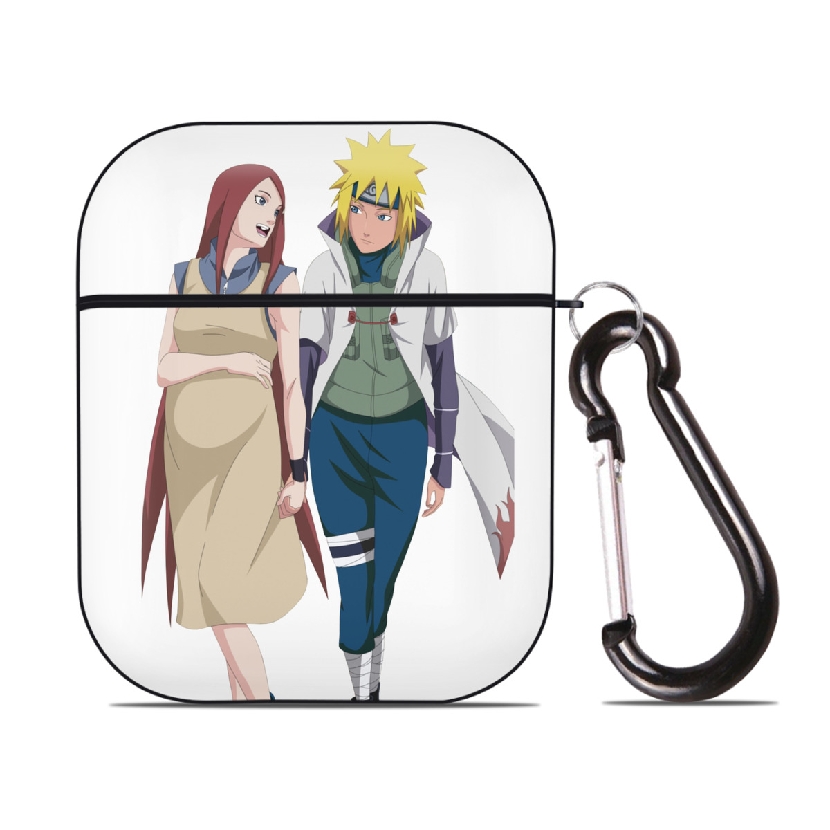 （画像用） NARUTO -ナルト- 波風 ミナト Namikaze Minato AirPods 第2世代保護ケース ハードシェル ブラック 耐衝撃・防指紋・カラビナ付き