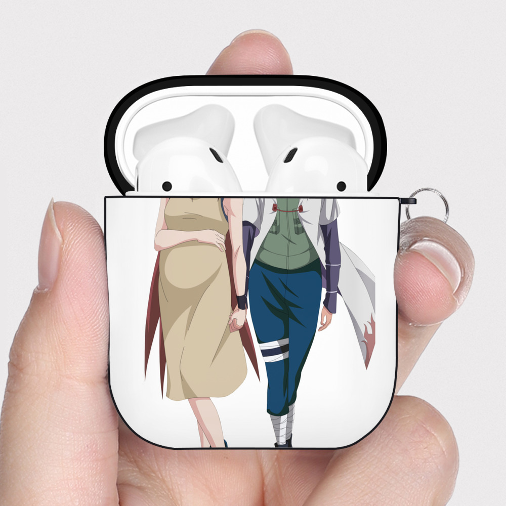 （画像用） NARUTO -ナルト- 波風 ミナト Namikaze Minato AirPods 第2世代保護ケース ハードシェル ブラック 耐衝撃・防指紋・カラビナ付き