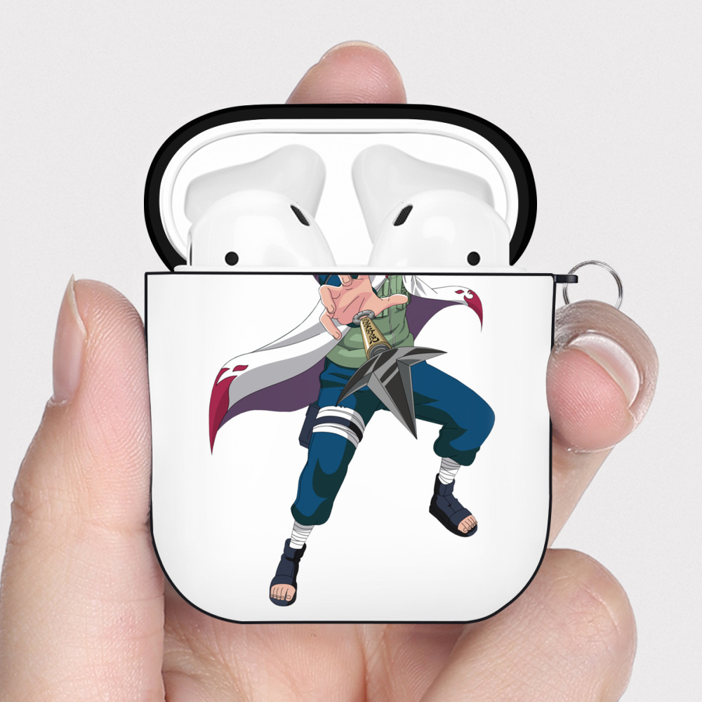 （画像用） NARUTO -ナルト- 波風 ミナト Namikaze Minato AirPods 第2世代保護ケース ハードシェル ブラック 耐衝撃・防指紋・カラビナ付き