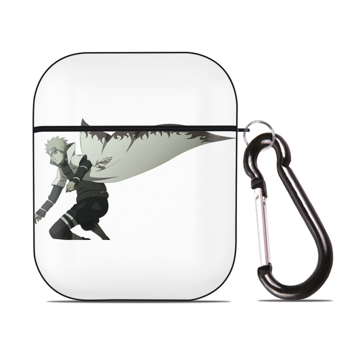 （画像用） NARUTO -ナルト- 波風 ミナト Namikaze Minato AirPods 第2世代保護ケース ハードシェル ブラック 耐衝撃・防指紋・カラビナ付き