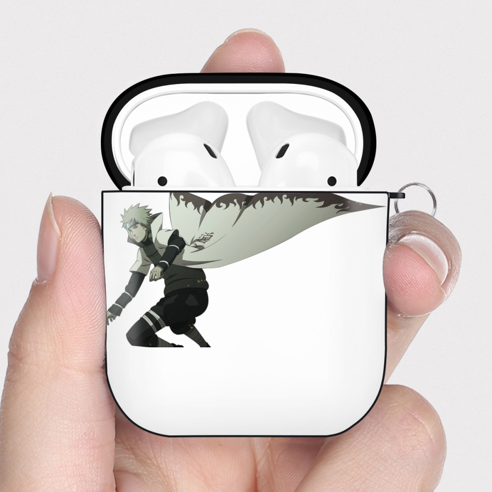 （画像用） NARUTO -ナルト- 波風 ミナト Namikaze Minato AirPods 第2世代保護ケース ハードシェル ブラック 耐衝撃・防指紋・カラビナ付き