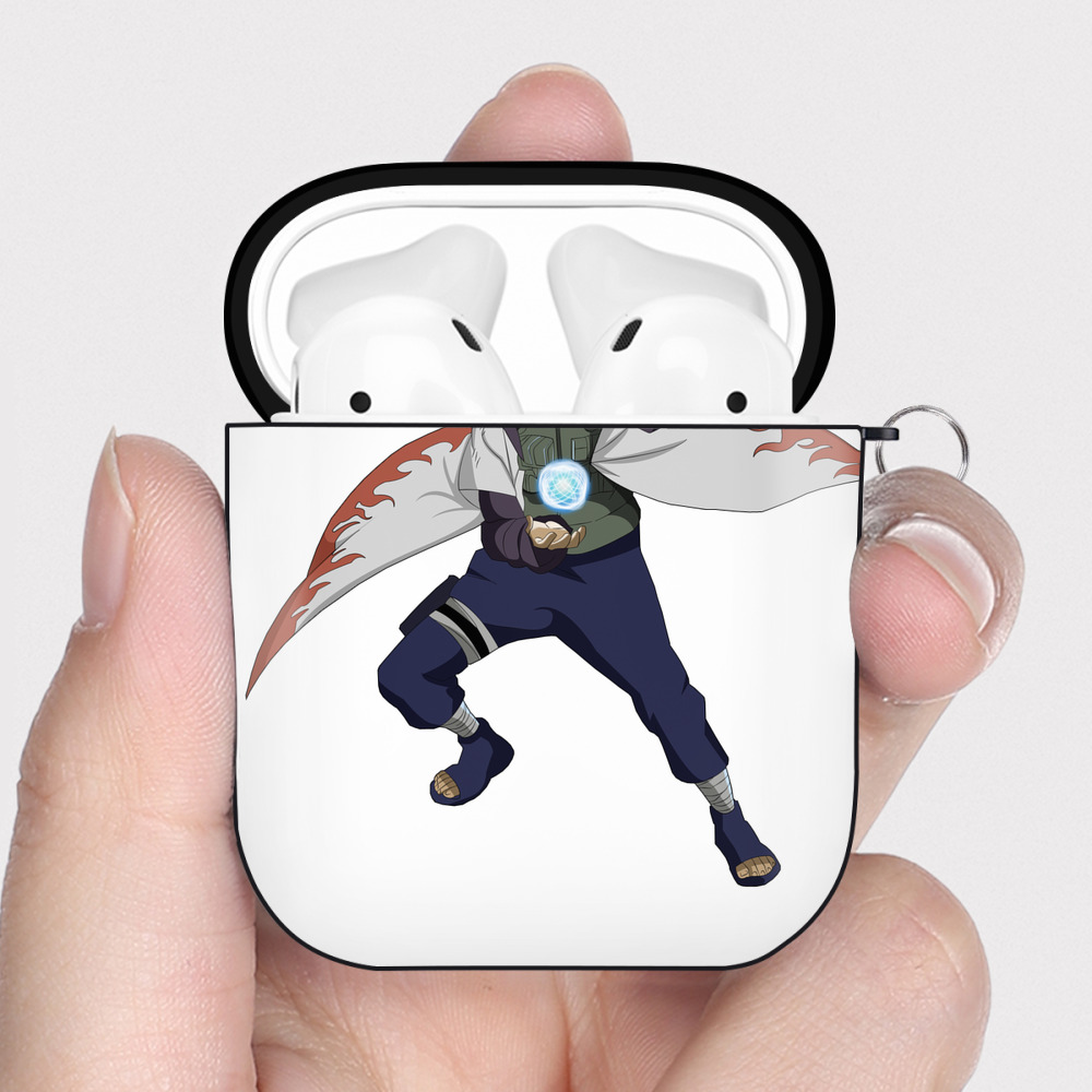（画像用） NARUTO -ナルト- 波風 ミナト Namikaze Minato AirPods 第2世代保護ケース ハードシェル ブラック 耐衝撃・防指紋・カラビナ付き