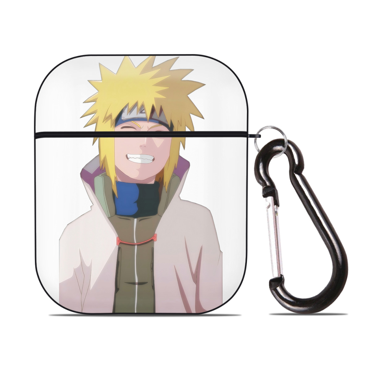 （画像用） NARUTO -ナルト- 波風 ミナト Namikaze Minato AirPods 第2世代保護ケース ハードシェル ブラック 耐衝撃・防指紋・カラビナ付き