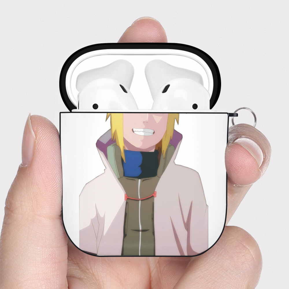 （画像用） NARUTO -ナルト- 波風 ミナト Namikaze Minato AirPods 第2世代保護ケース ハードシェル ブラック 耐衝撃・防指紋・カラビナ付き