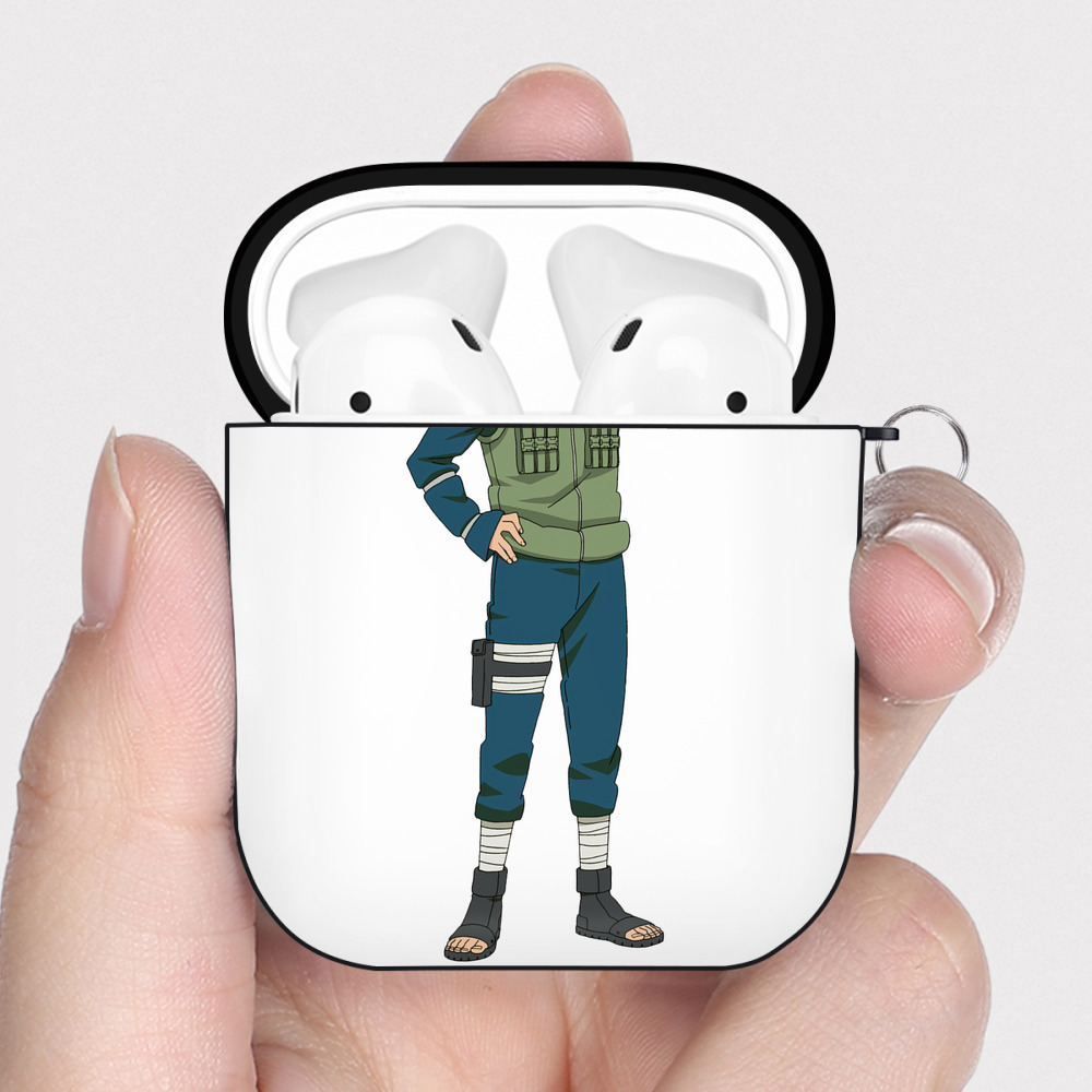 （画像用） NARUTO -ナルト- 波風 ミナト Namikaze Minato AirPods 第2世代保護ケース ハードシェル ブラック 耐衝撃・防指紋・カラビナ付き