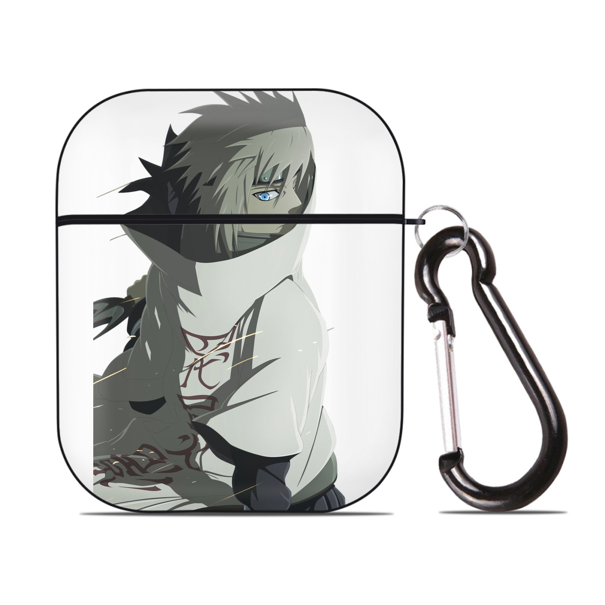 （画像用） NARUTO -ナルト- 波風 ミナト Namikaze Minato AirPods 第2世代保護ケース ハードシェル ブラック 耐衝撃・防指紋・カラビナ付き