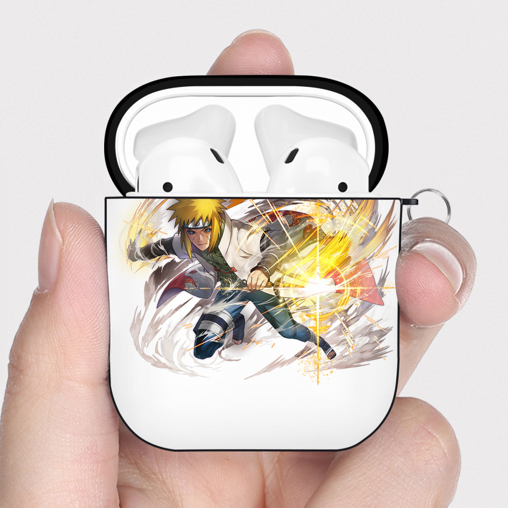 （画像用） NARUTO -ナルト- 波風 ミナト Namikaze Minato AirPods 第2世代保護ケース ハードシェル ブラック 耐衝撃・防指紋・カラビナ付き