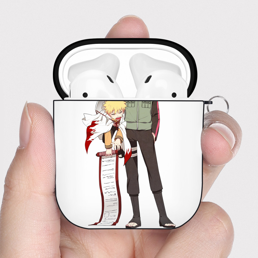 （画像用） NARUTO -ナルト- 波風 ミナト Namikaze Minato AirPods 第2世代保護ケース ハードシェル ブラック 耐衝撃・防指紋・カラビナ付き