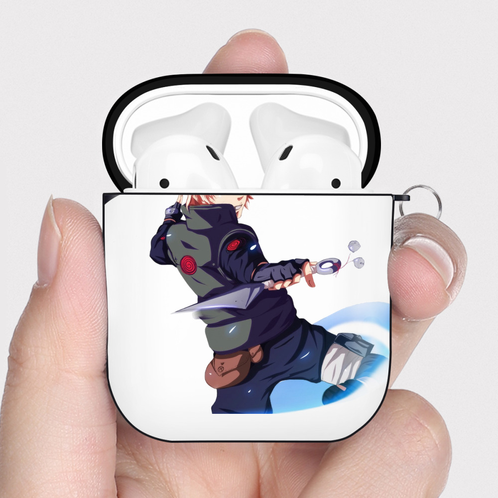 （画像用） NARUTO -ナルト- 波風 ミナト Namikaze Minato AirPods 第2世代保護ケース ハードシェル ブラック 耐衝撃・防指紋・カラビナ付き