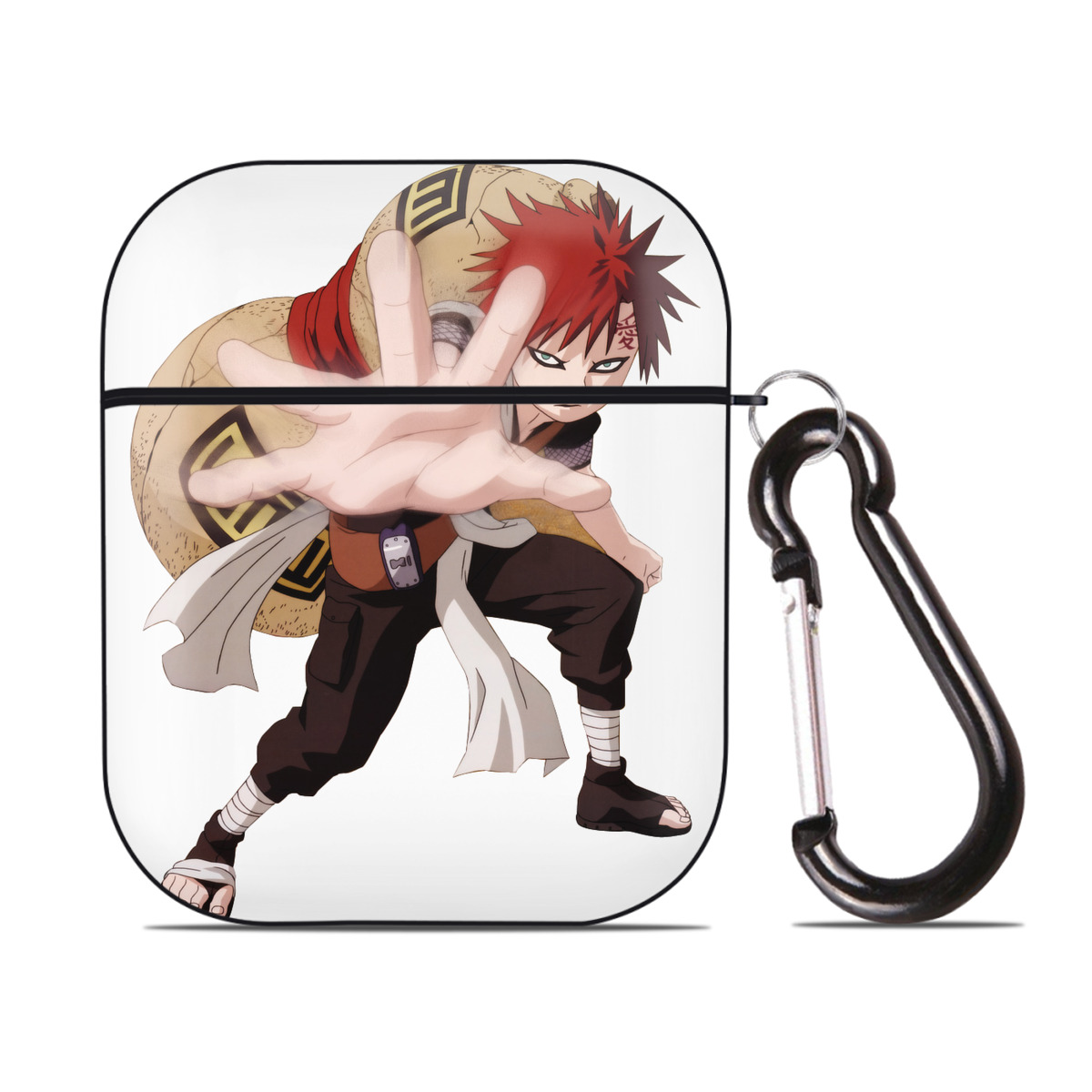 （画像用） NARUTO -ナルト- ガアラ Gaara AirPods 第2世代保護ケース ハードシェル ブラック 耐衝撃・防指紋・カラビナ付き