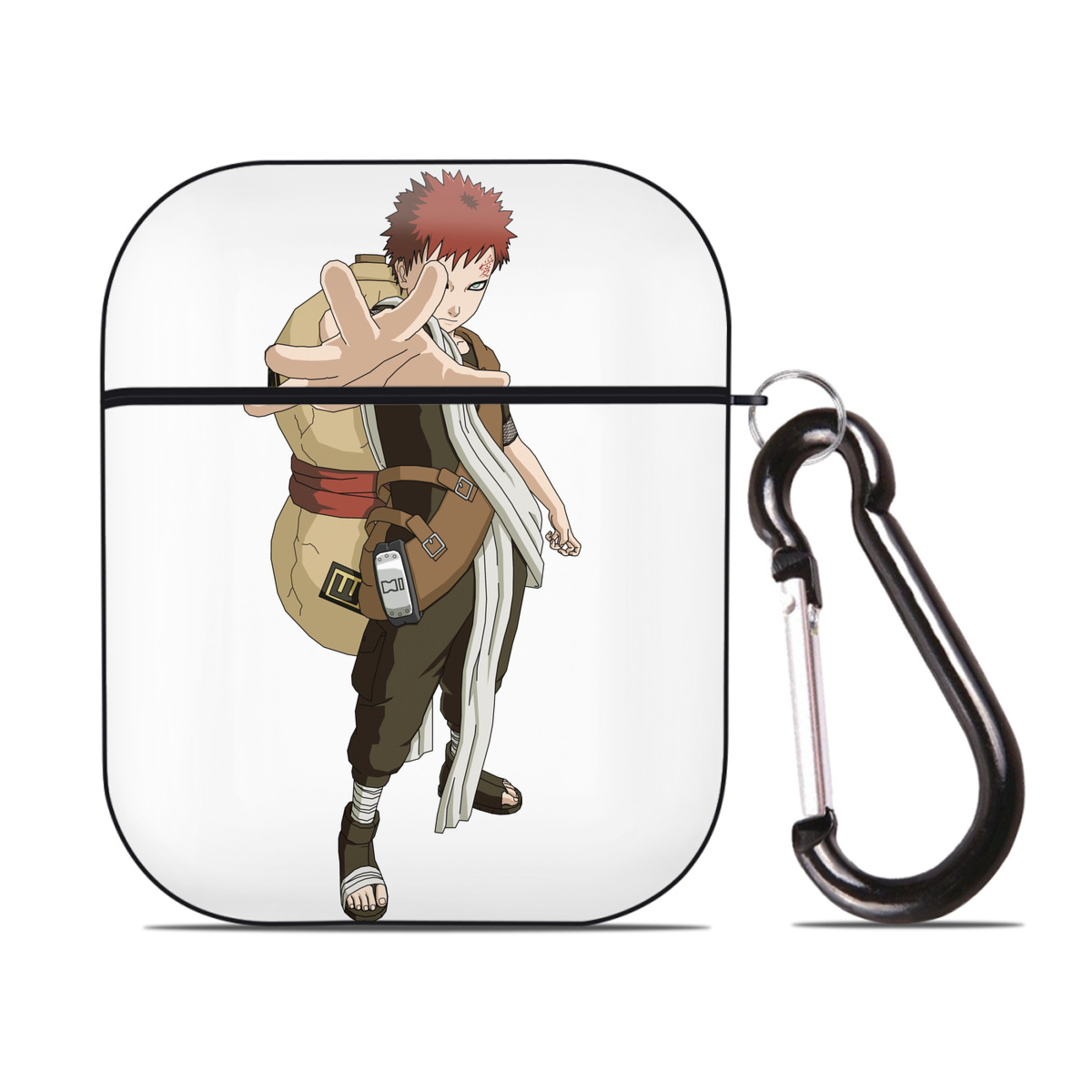 （画像用） NARUTO -ナルト- ガアラ Gaara AirPods 第2世代保護ケース ハードシェル ブラック 耐衝撃・防指紋・カラビナ付き