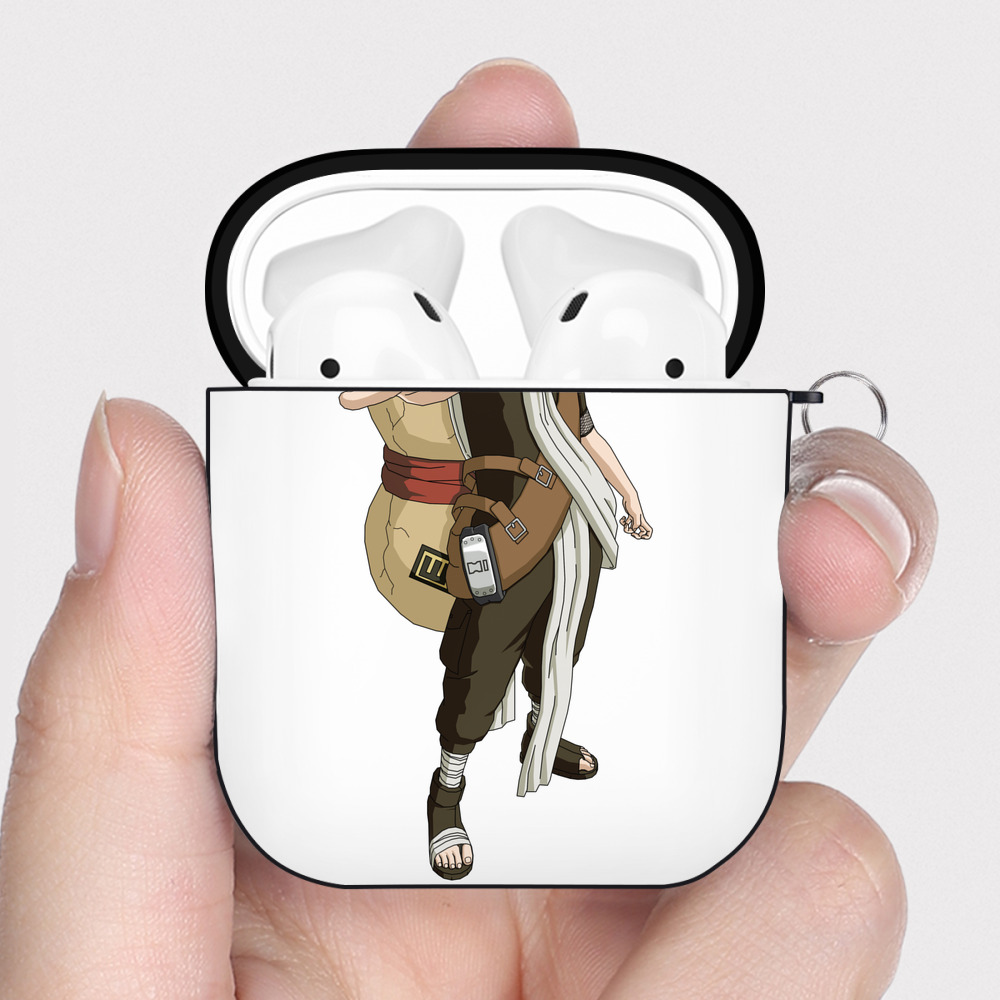 （画像用） NARUTO -ナルト- ガアラ Gaara AirPods 第2世代保護ケース ハードシェル ブラック 耐衝撃・防指紋・カラビナ付き
