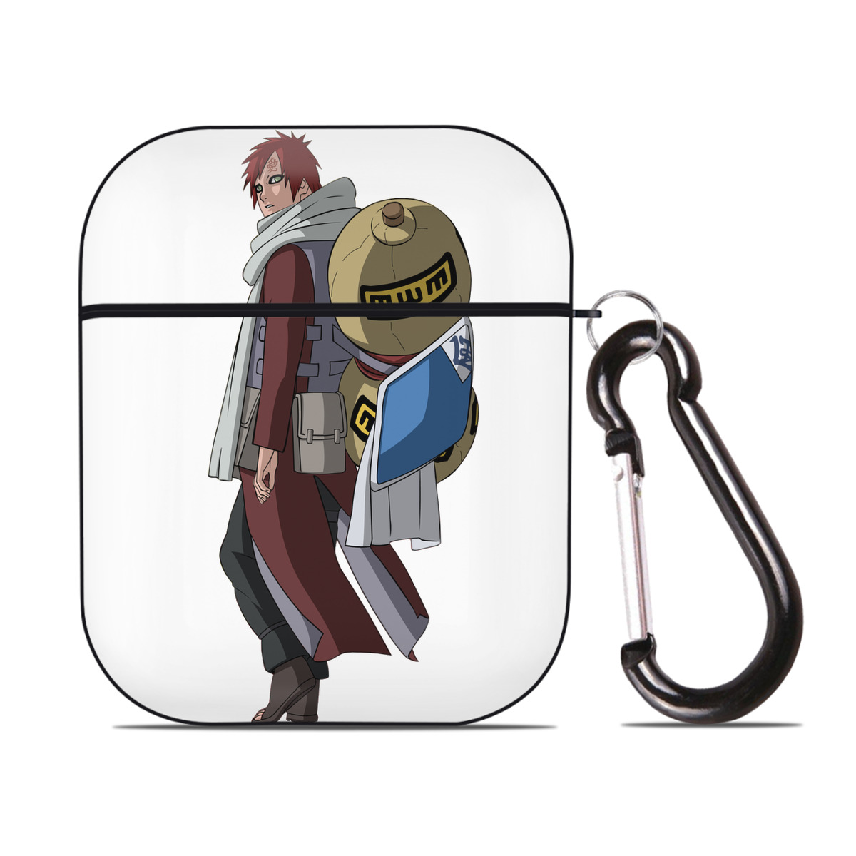 （画像用） NARUTO -ナルト- ガアラ Gaara AirPods 第2世代保護ケース ハードシェル ブラック 耐衝撃・防指紋・カラビナ付き