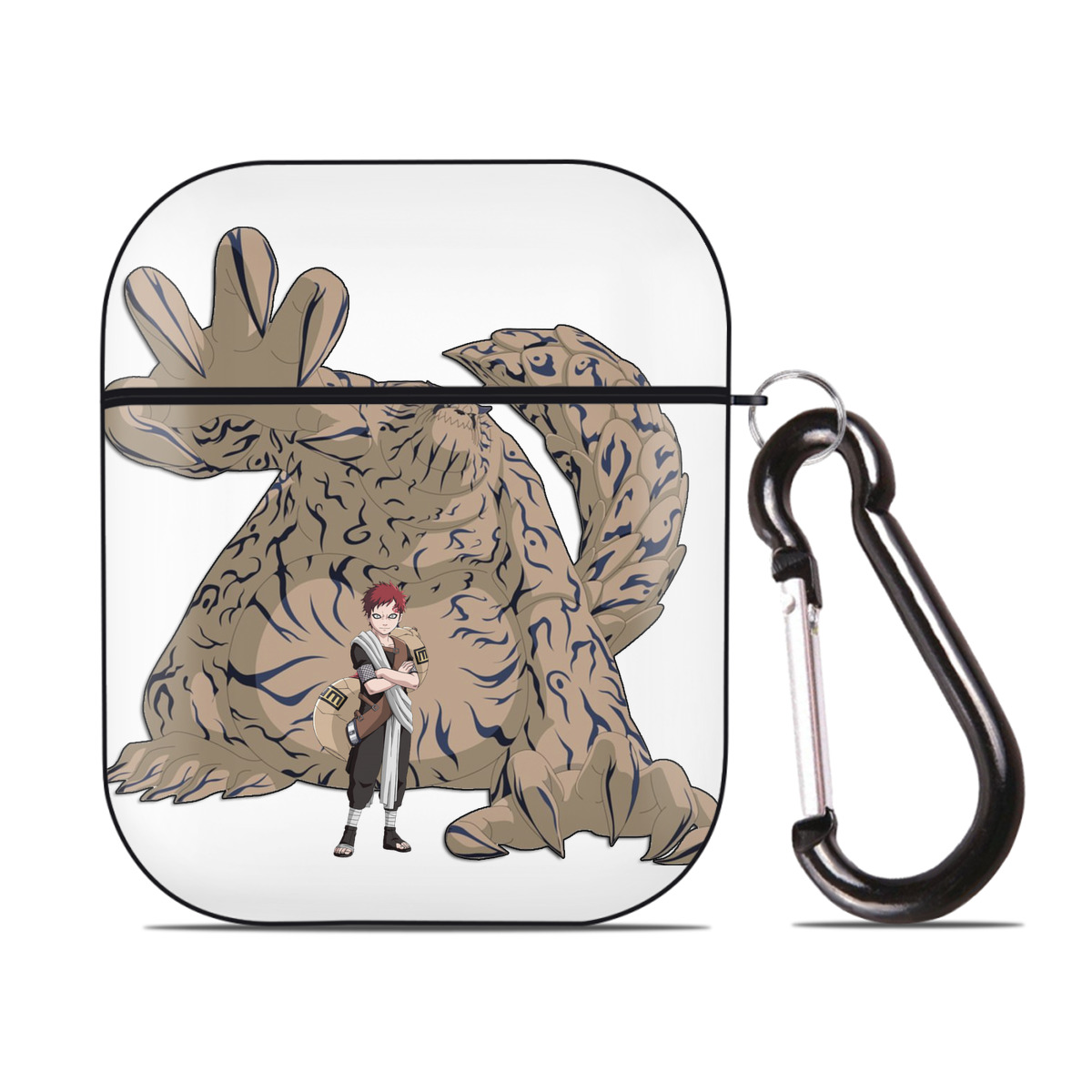 （画像用） NARUTO -ナルト- ガアラ Gaara AirPods 第2世代保護ケース ハードシェル ブラック 耐衝撃・防指紋・カラビナ付き