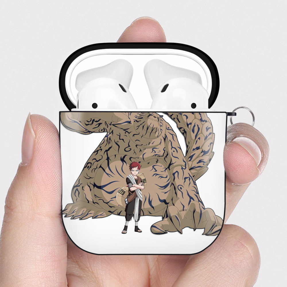 （画像用） NARUTO -ナルト- ガアラ Gaara AirPods 第2世代保護ケース ハードシェル ブラック 耐衝撃・防指紋・カラビナ付き