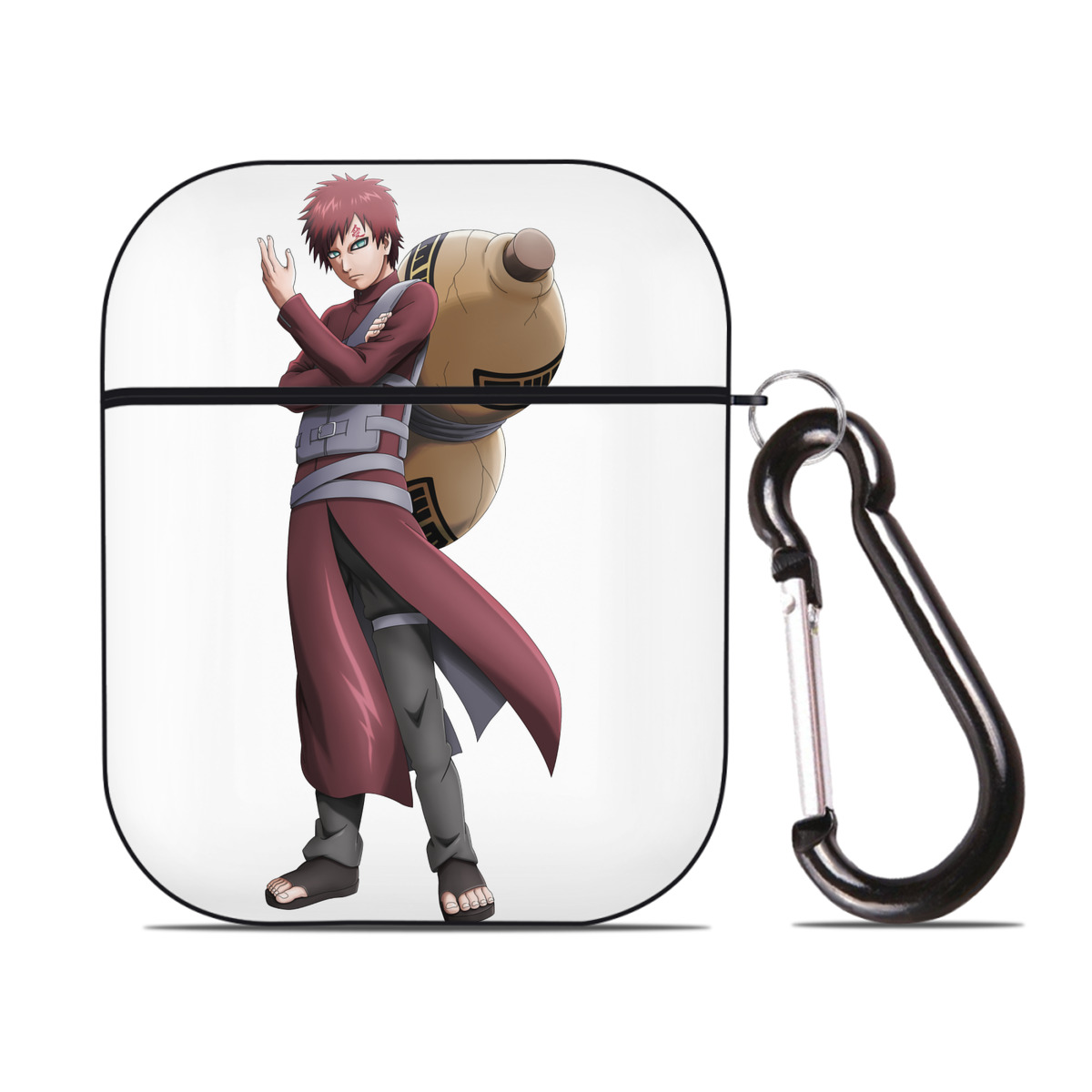 （画像用） NARUTO -ナルト- ガアラ Gaara AirPods 第2世代保護ケース ハードシェル ブラック 耐衝撃・防指紋・カラビナ付き