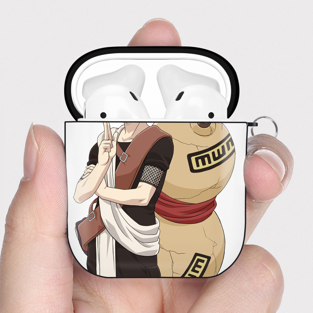 （画像用） NARUTO -ナルト- ガアラ Gaara AirPods 第2世代保護ケース ハードシェル ブラック 耐衝撃・防指紋・カラビナ付き