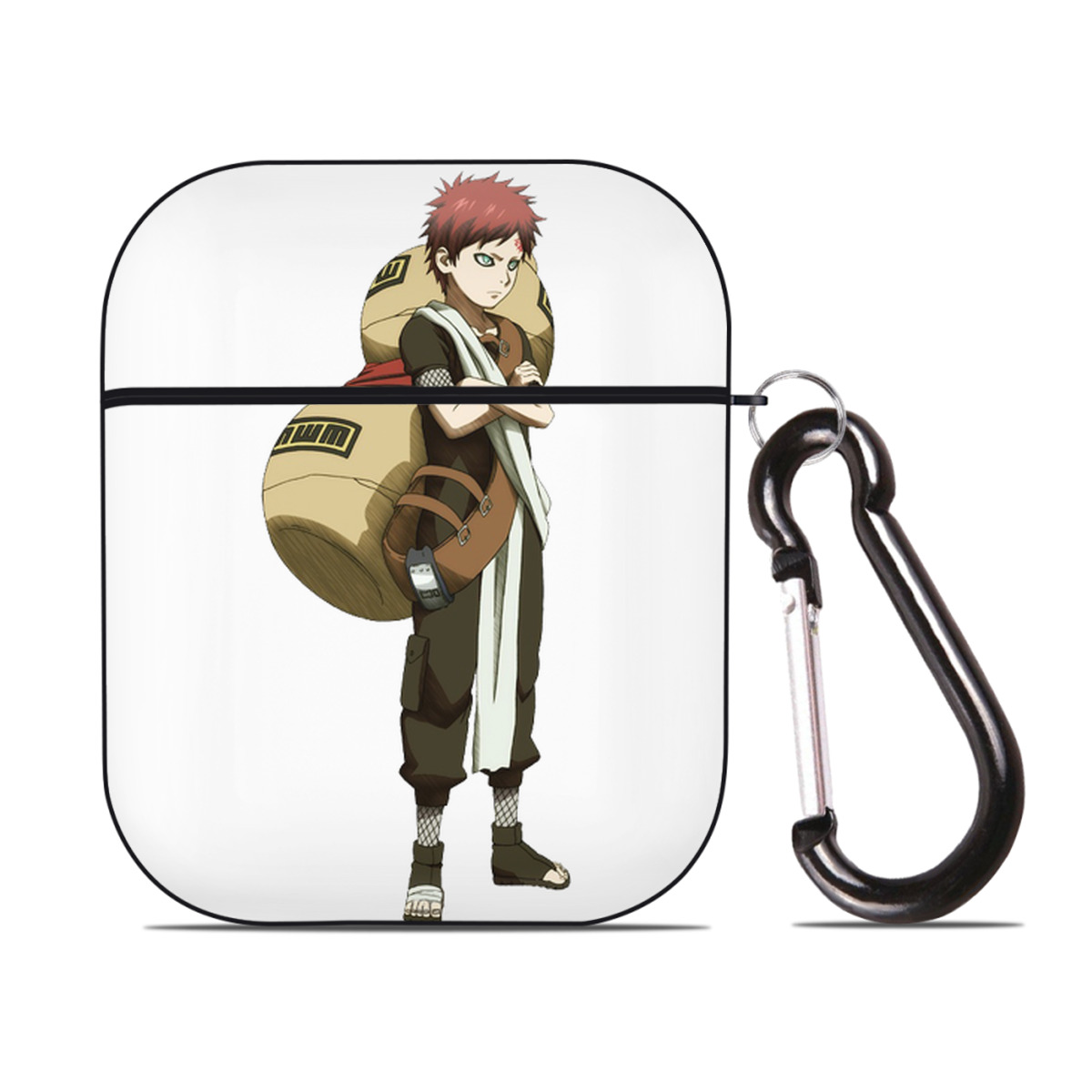 （画像用） NARUTO -ナルト- ガアラ Gaara AirPods 第2世代保護ケース ハードシェル ブラック 耐衝撃・防指紋・カラビナ付き