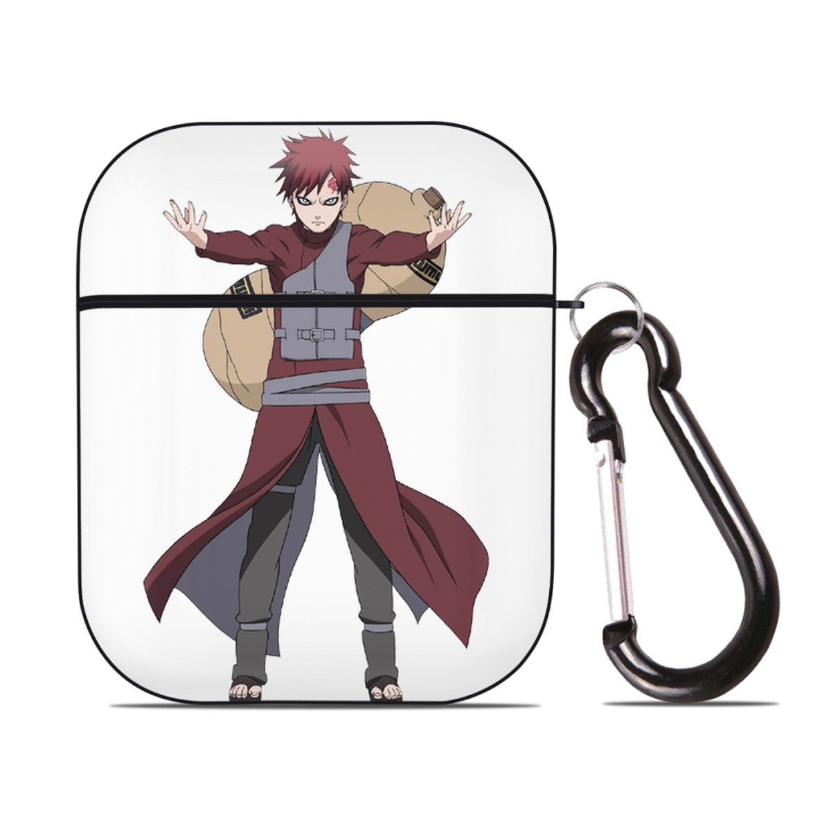 （画像用） NARUTO -ナルト- ガアラ Gaara AirPods 第2世代保護ケース ハードシェル ブラック 耐衝撃・防指紋・カラビナ付き