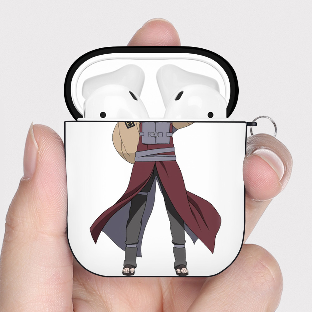 （画像用） NARUTO -ナルト- ガアラ Gaara AirPods 第2世代保護ケース ハードシェル ブラック 耐衝撃・防指紋・カラビナ付き