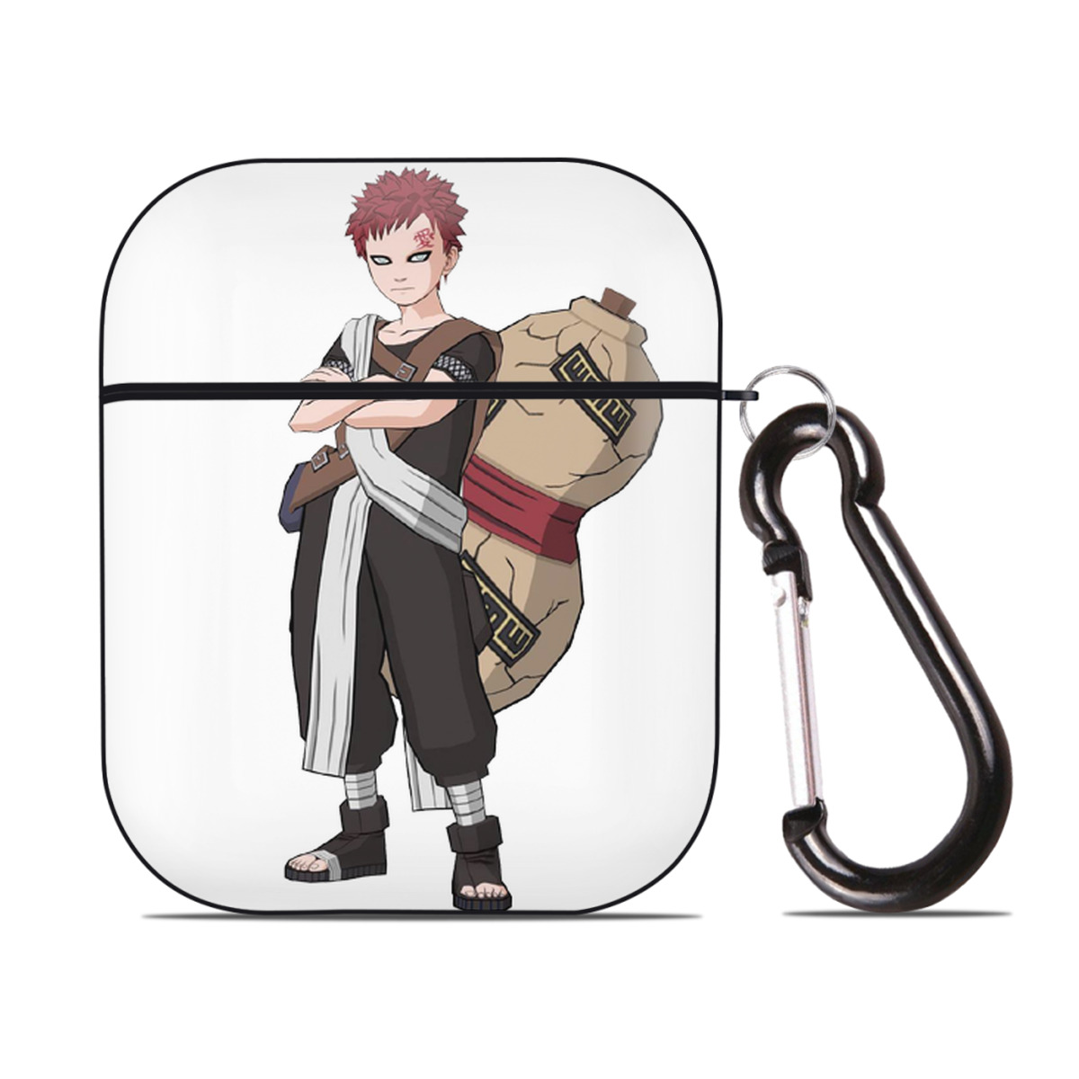 （画像用） NARUTO -ナルト- ガアラ Gaara AirPods 第2世代保護ケース ハードシェル ブラック 耐衝撃・防指紋・カラビナ付き